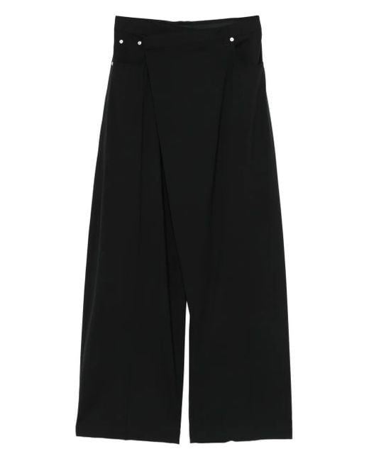 Mugler Black Wrap Wide-Leg Trousers for men