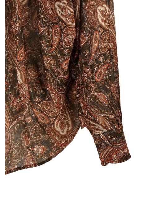 ANDAMANE Brown Rania Paisley-Print Lam Shirt