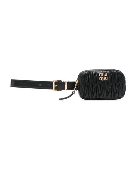 Miu Miu Black Matelassé Leather Belt