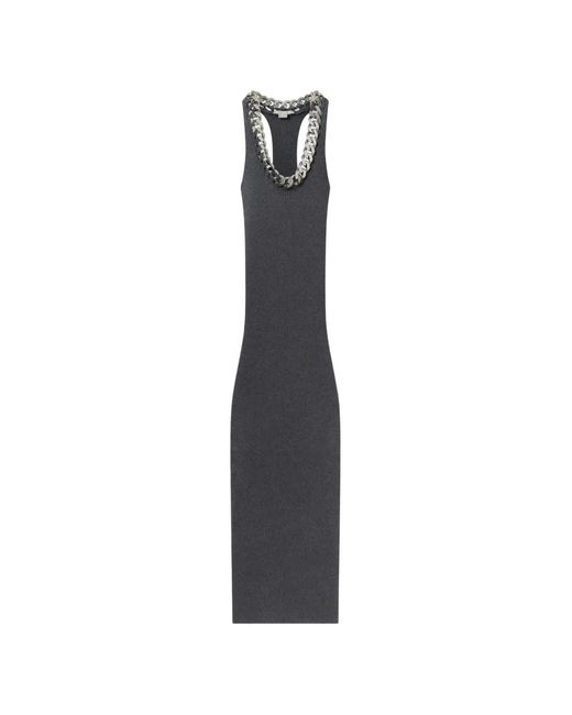 Stella McCartney White Falabella Chain-Link Ribbed-Knit Maxi Dress
