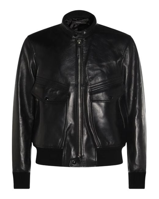 Tom Ford Lederjacke mit Reißverschluss in Black für Herren
