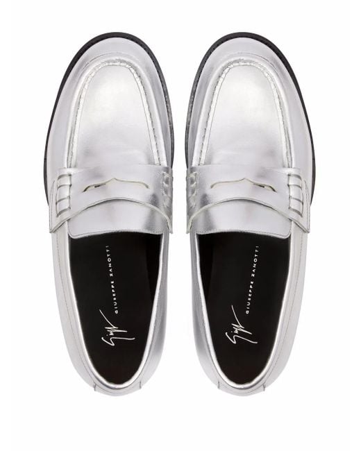 Giuseppe Zanotti White Euro Metallic-Effect Leather Loafer for men