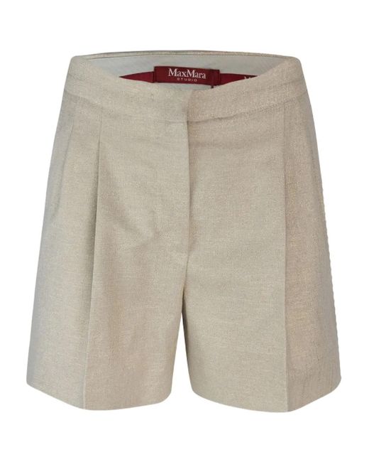 Max Mara Gray Favilla Pleated Tailored Shorts