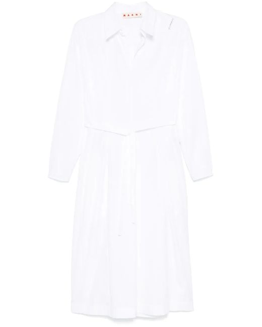 Marni White Organic-Cotton Shirt Dress
