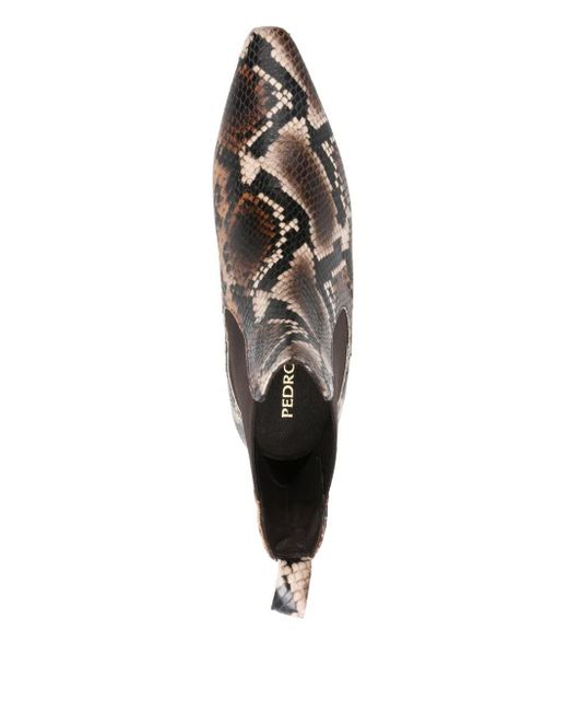 Pedro Miralles Brown Snakeskin Pointed-Toe Boots