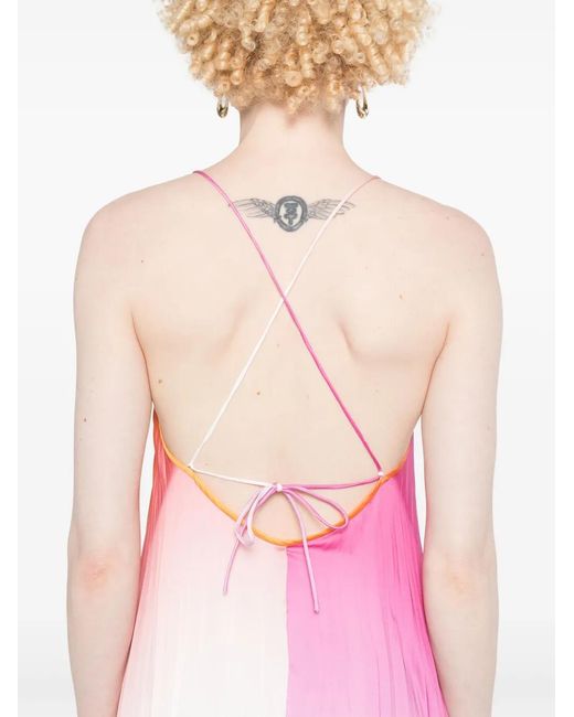 Sandro Pink Plissé Midi Dress