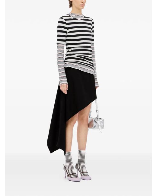 MSGM Black Draped Asymmetric Mini Skirt