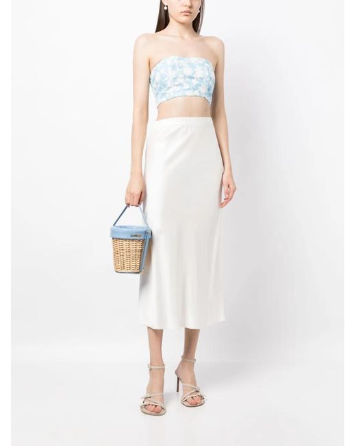 Bambah Blue Lilly Floral-Print Linen Tube Top