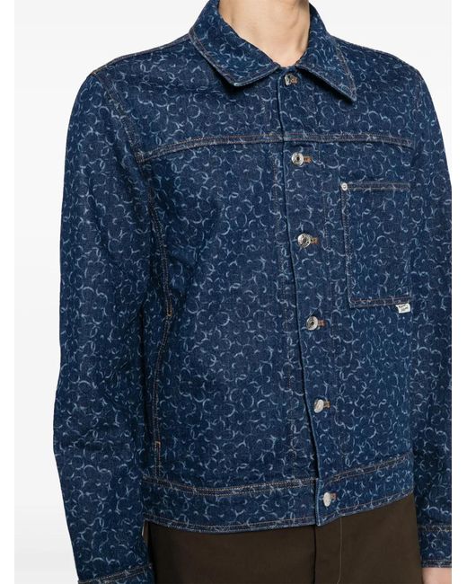 Maison Kitsuné Blue Laser Cut-Detail Denim Jacket for men