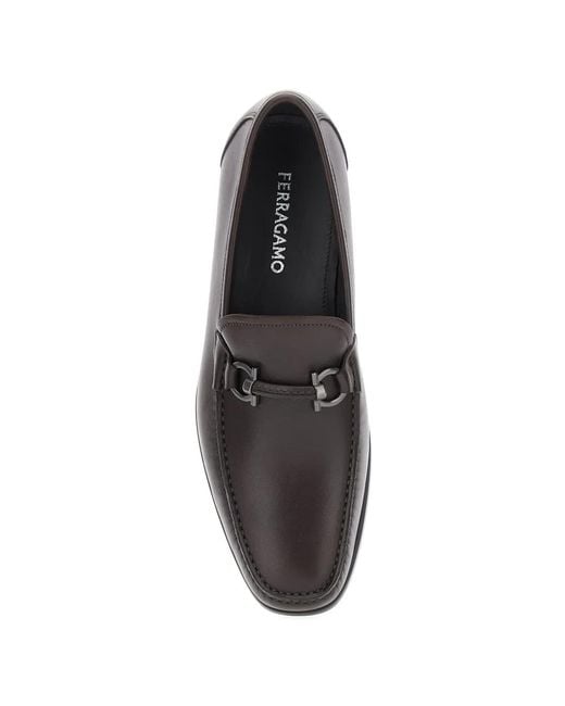 Ferragamo White Mocassins En Cuir À Plaque Gancini for men