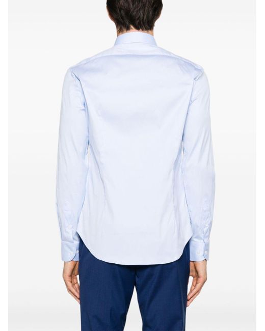 Emporio Armani Blue Long-sleeve Poplin Shirt for men