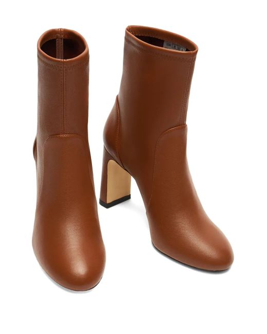 Stuart Weitzman 85 Mm Babette Leren Enkellaarzen in het Brown