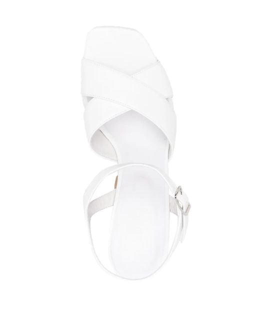 SI ROSSI White Platform Sculpted-Heel Sandals