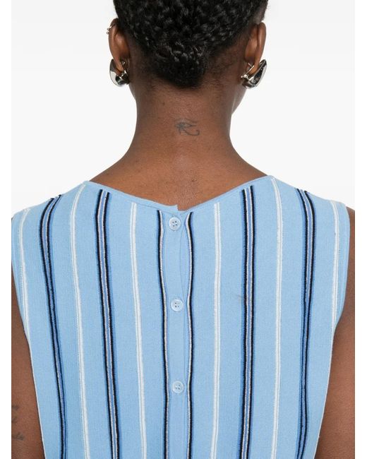 Bompard Blue Striped Sleeveless Top