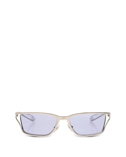 DIESEL White Rectangle Frame Sunglasses