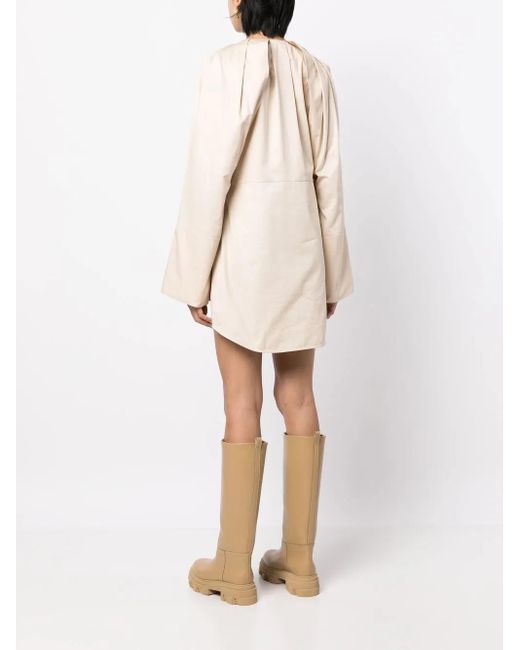 Goen.J Natural Long-Sleeve Mini Shirt Dress