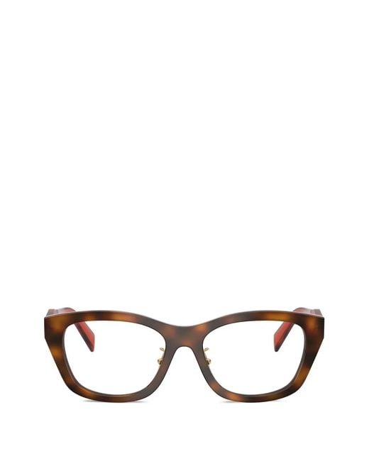Prada Brown Geometric Frame Glasses