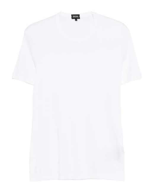 Zegna White Ribbed T-Shirt for men