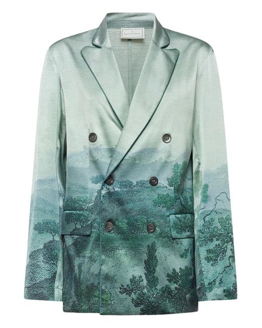 Pierre Louis Mascia Green Veste Adastrogum À Boutonnière Croisée