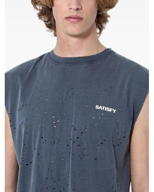 Satisfy Blue Mothtech Distressed T-Shirt for men