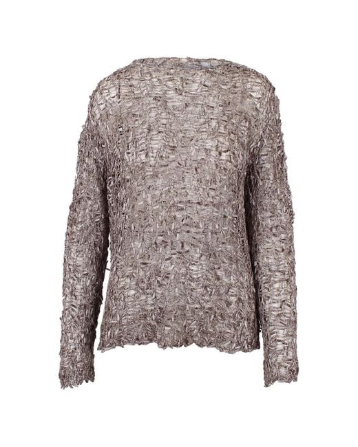 Christian Wijnants Gray Open-Knit Long-Sleeve Sweater