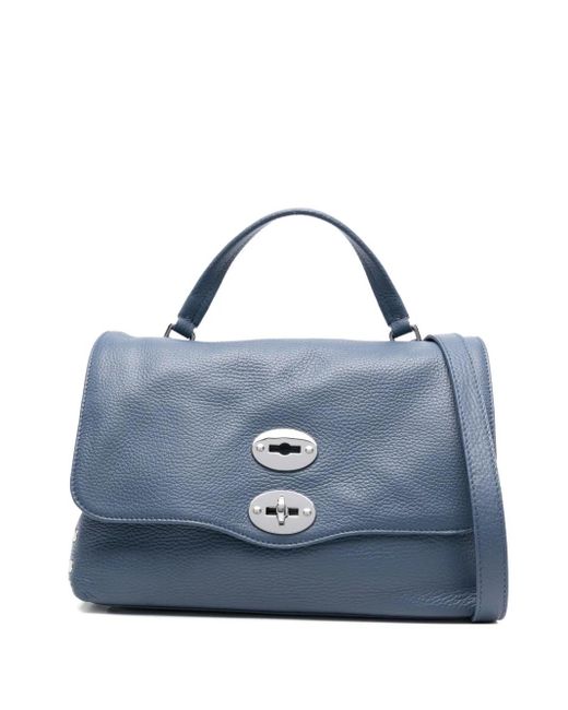 Zanellato Blue Small Postina Stud-Embellished Flap Tote Bag
