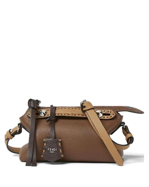 Fendi Brown Mini By The Way Selleria Leather Handbag