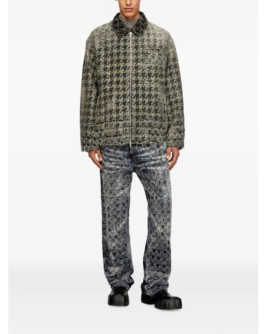 DIESEL Gray Houndstooth Jacket for men