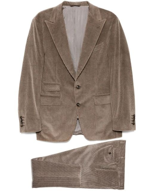 Canali Brown Corduroy Single-Breasted Suits for men