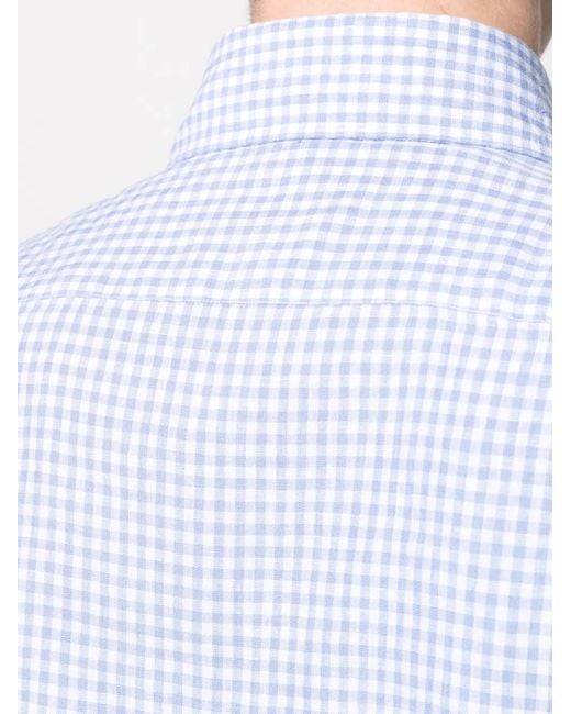 Barba Napoli Blue Gingham Check Pattern Shirt for men