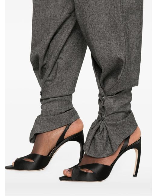 ANDAMANE Gray Buttoned-Cuff Elasticated-Waist Trousers