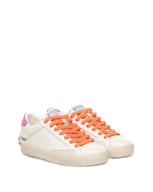 Crime London Pink Lace-Up Calfskin Sneakers