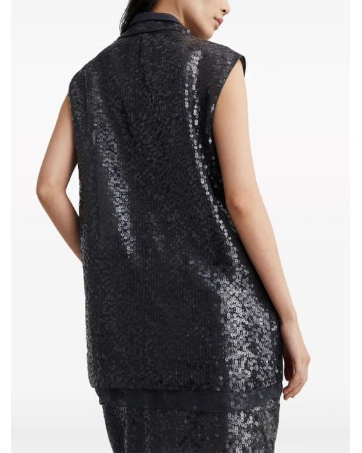 Brunello Cucinelli Black Sequinned Silk Waistcoat