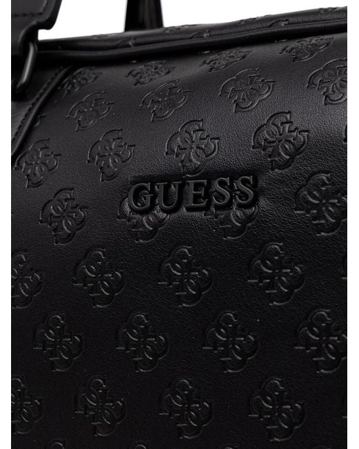Guess Black Logo-Embossed Holdall Bag