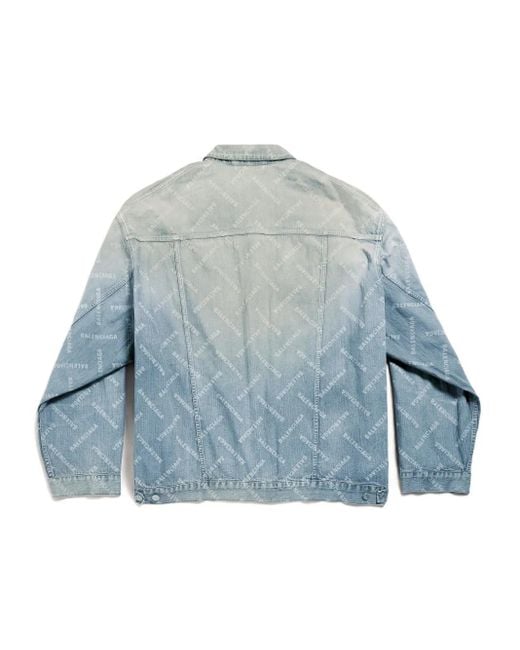 Balenciaga Blue Logo-Print Denim Jacket