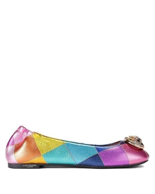 Kurt Geiger Pink Patchwork Ballet Flats