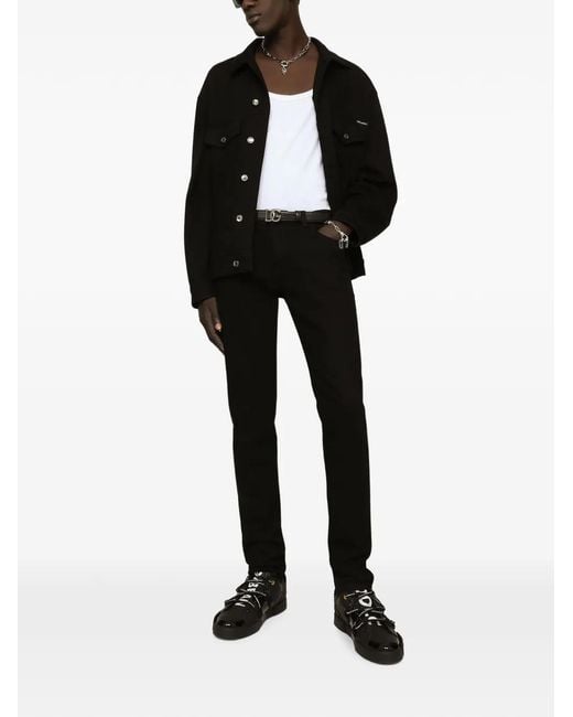 Dolce & Gabbana Black Button-Up Denim Jacket for men