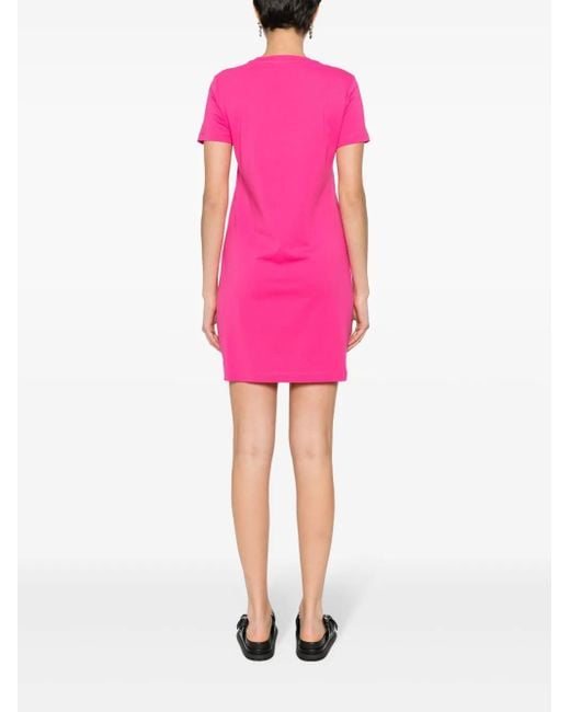 Just Cavalli Pink Logo-Embellished Cotton Shirt Dress