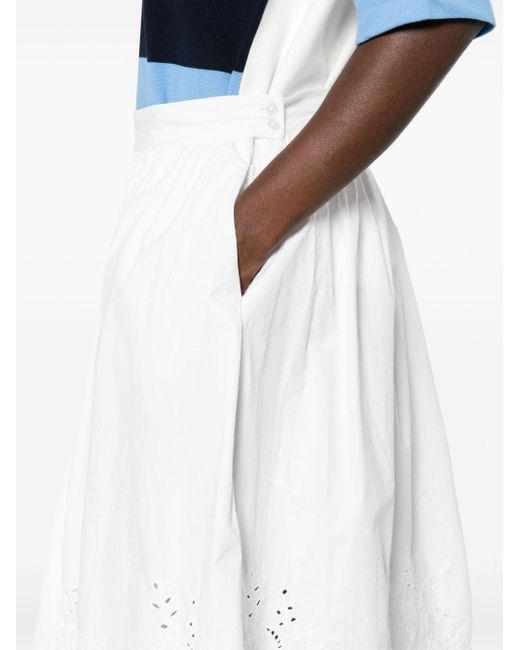 Stella Nova White Broderie Anglaise Poplin Midi Skirt