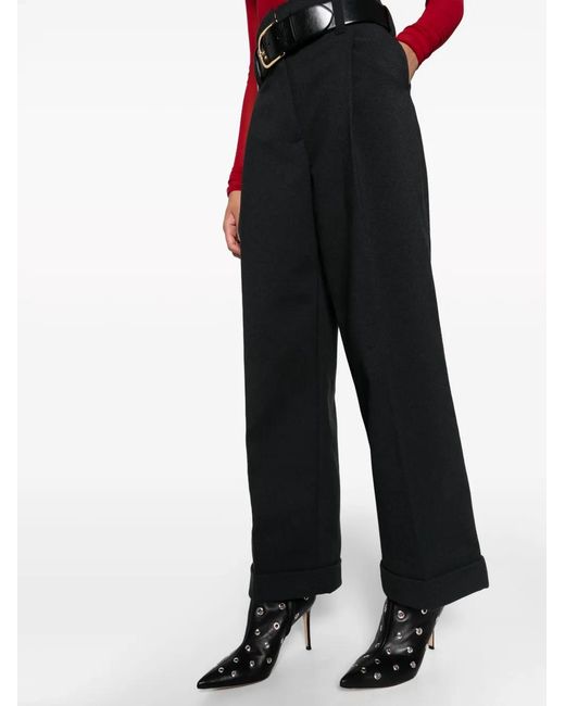 Philosophy Di Lorenzo Serafini Black High-Waisted Pleated Wide-Leg Trousers