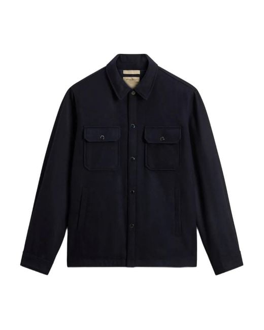 Woolrich Blue Alaskan Buttoned Overshirt for men