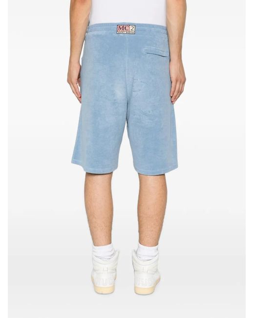 Mc2 Saint Barth Blue Randle Sponge Terry-Cloth Drawstring Shorts for men