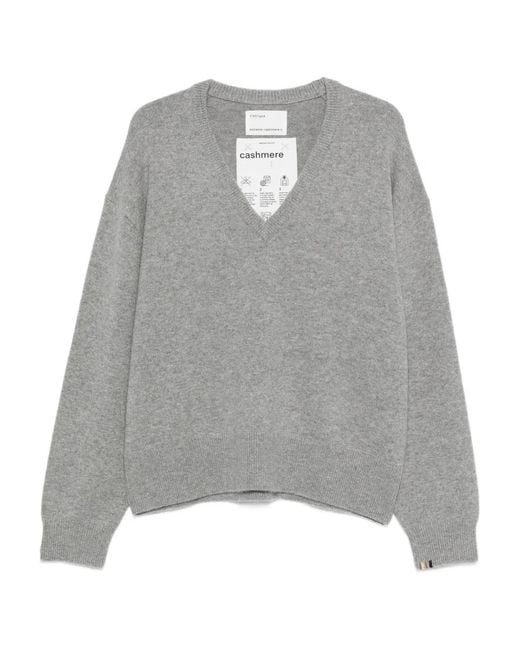Extreme Cashmere Gray Pull Nº457 Jack À Col V En Cachemire