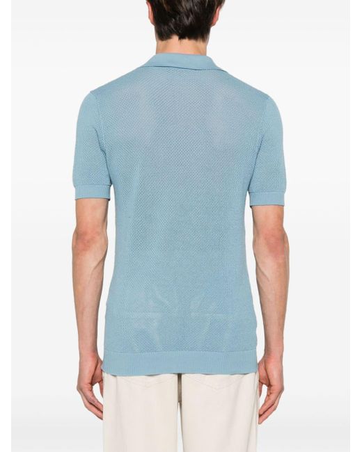 Tagliatore Blue Jake Open-knit Polo Shirt for men