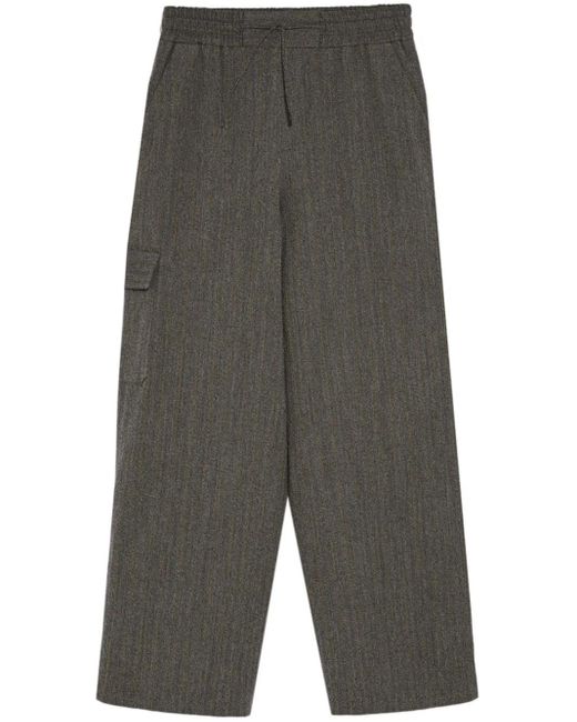 Yves Salomon Gray Drawstring Cargo Trousers