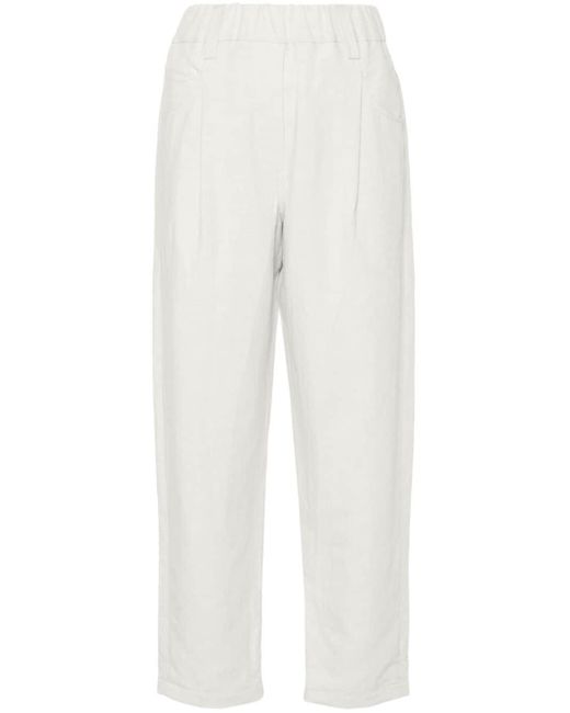Pantalon fuselé à détails plissés Brunello Cucinelli en coloris White