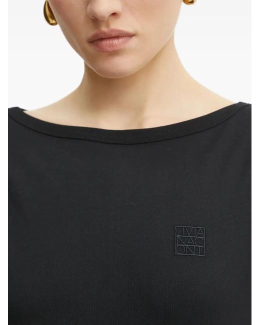 T-Shirt Con Scollo A Barca di Liviana Conti in Black