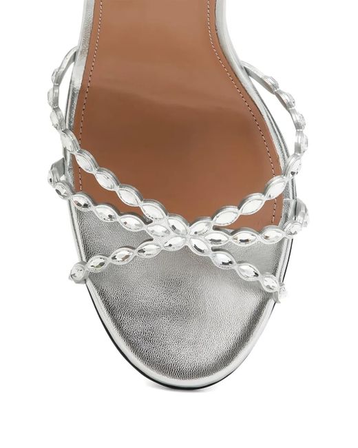 Aquazzura White 85Mm Love Struck Crystal-Embellished Sandals