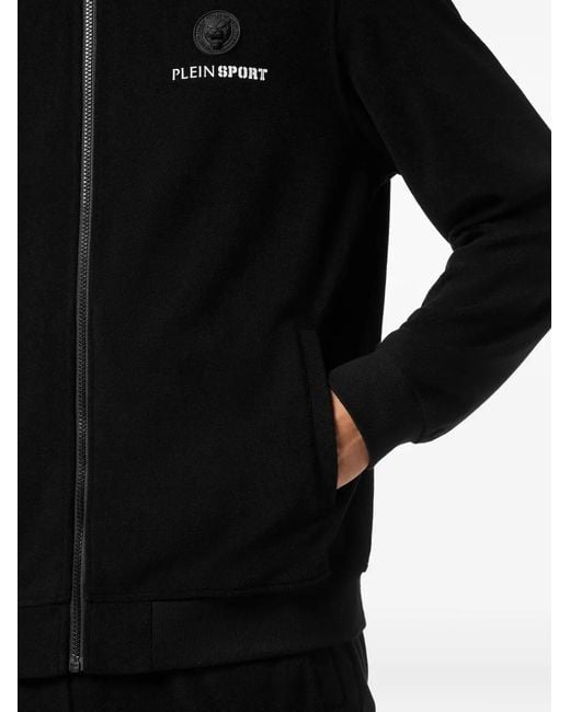 Philipp Plein Black Sponge Hoodie Sweatjacket for men