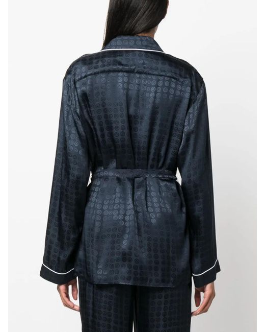 10 Corso Como Blue Circle-Motif Belted-Waist Shirt